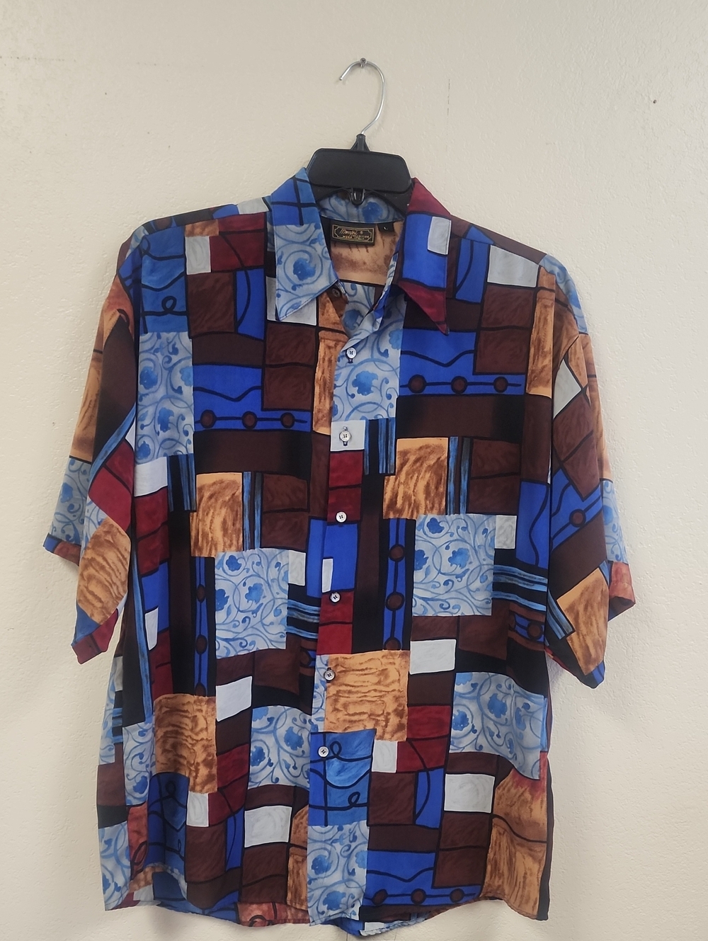 Monzini Collection Moda Italy Vintage Buttoned Down  Mens Shirt Size L
